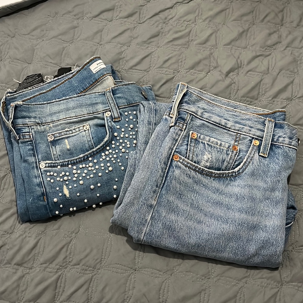 levi’s and zara (with pearls) mom jeans